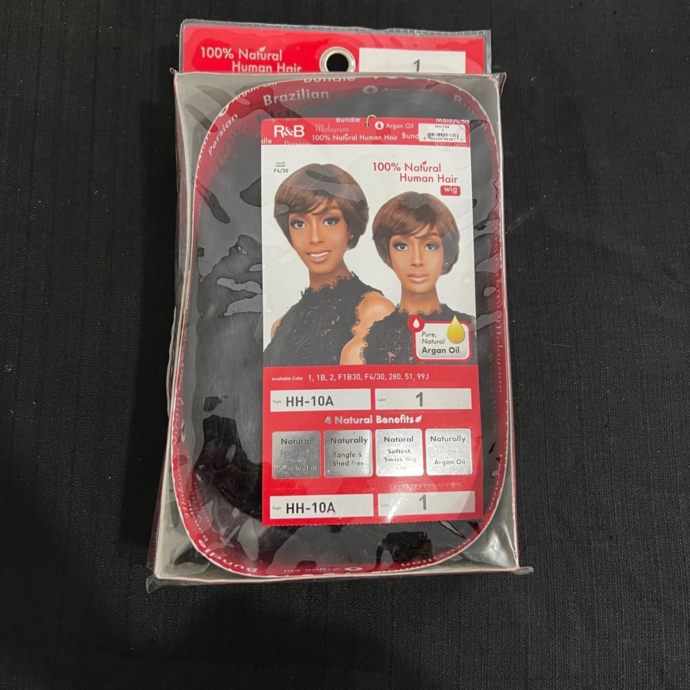 R&B HH-10A 100% Natural Human Hair Wig Virgin Remi Jet Black Argan Oil Swiss Cap